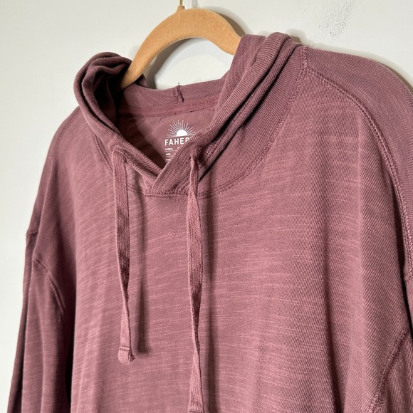FAHERTY Mens 2XLT Long Sleeve Organic Cotton Hoodie Pullover Maroon - Picture 9 of 11